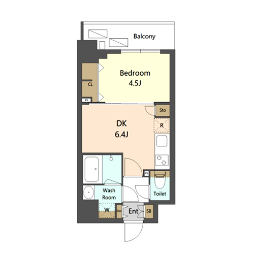 S-RESIDENCE新宿早稲田アヴェリス(1DK[A'タイプ]：30.11㎡)の間取り画像