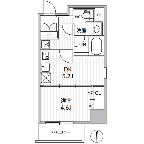 S-RESIDENCE住吉aquacht(1DK[C-type]：29.03㎡)の間取り画像