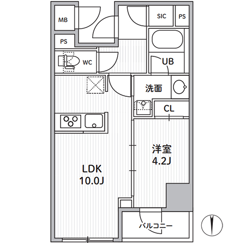 S-RESIDENCE住吉aquacht(1LDK+SIC[F-type]：35.77㎡)の間取り画像
