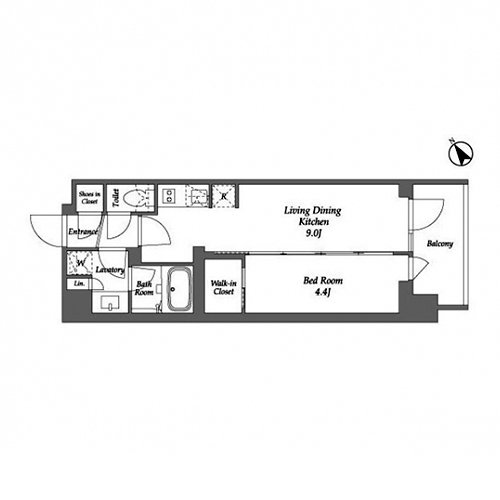 シーズンフラッツ大森西(1LDK[Lタイプ]：33.41㎡)の間取り画像
