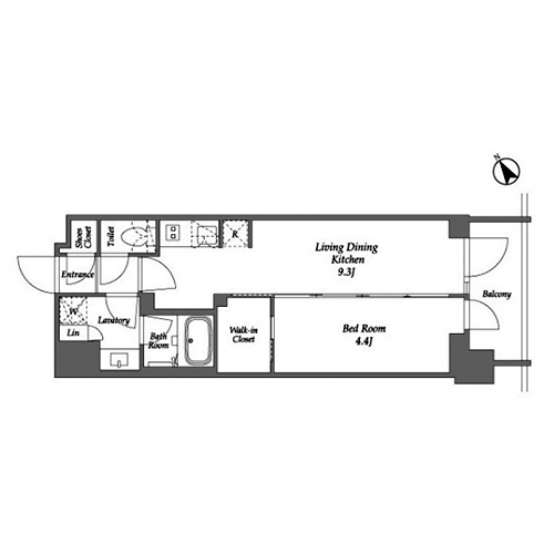 シーズンフラッツ大森西(1LDK[G2タイプ]：34.33㎡)の間取り画像