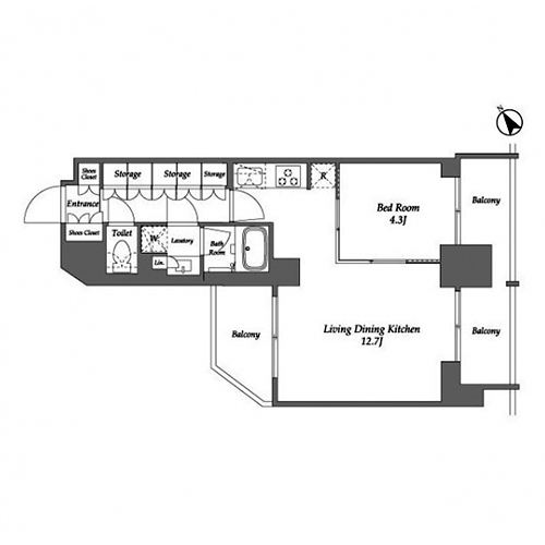 シーズンフラッツ大森西(1LDK[Pタイプ]：41.10㎡)の間取り画像