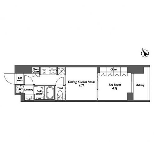 シーズンフラッツ大森西(2K[D1タイプ]：27.97㎡)の間取り画像