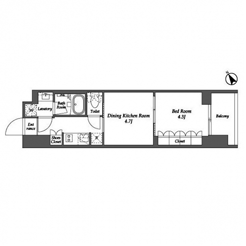 シーズンフラッツ大森西(2K[D2タイプ]：27.97㎡)の間取り画像