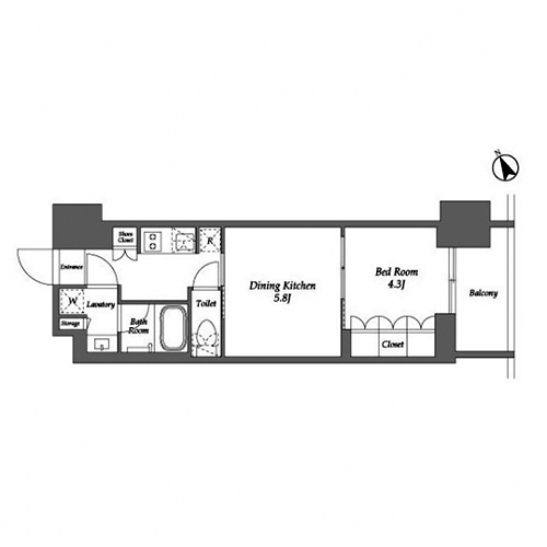 シーズンフラッツ大森西(2K[Eタイプ]：31.85㎡)の間取り画像