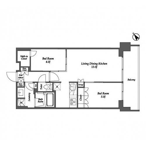 シーズンフラッツ大森西(2LDK[Hタイプ]：49.88㎡)の間取り画像