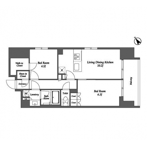 シーズンフラッツ大森西(2LDK[Cタイプ]：52.42㎡)の間取り画像