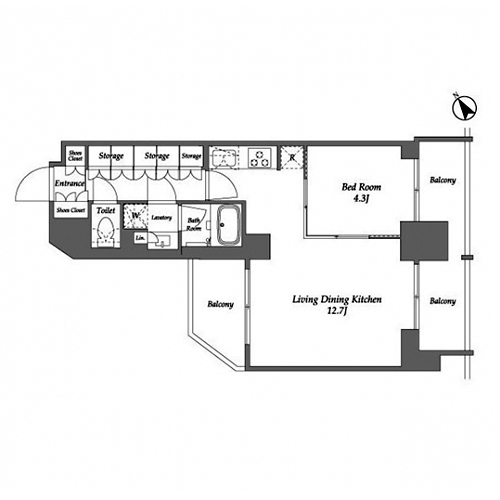 シーズンフラッツ大森西(2LDK[Qタイプ]：54.76㎡)の間取り画像