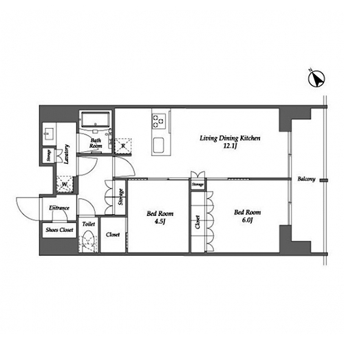 シーズンフラッツ大森西(2LDK[Oタイプ]：55.94㎡)の間取り画像