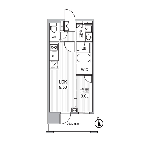 シーズンフラッツ新御徒町イースト(1LDK[Bタイプ]：30.21㎡)の間取り画像