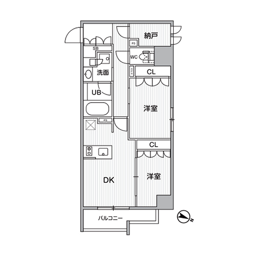 シーズンフラッツ新大塚(2DK[Cタイプ]：51.00㎡)の間取り画像