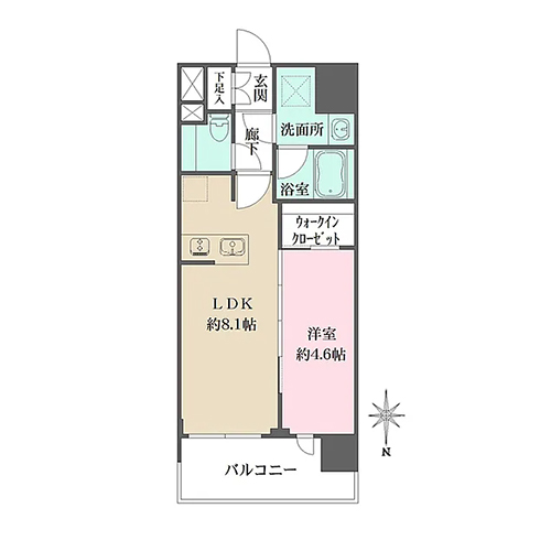シーズンフラッツ杉並井草(1LDK[A1タイプ]：33.20㎡)の間取り画像