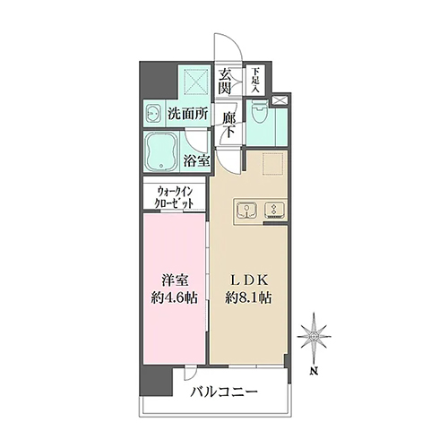 シーズンフラッツ杉並井草(1LDK[A2タイプ]：33.20㎡)の間取り画像