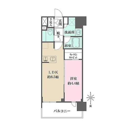 シーズンフラッツ杉並井草(1LDK[B2タイプ]：33.20㎡)の間取り画像