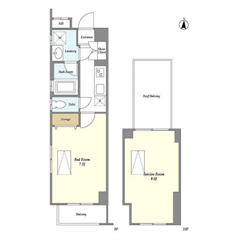 シェル中野弥生町(1K+S：39.57㎡］)の間取り画像
