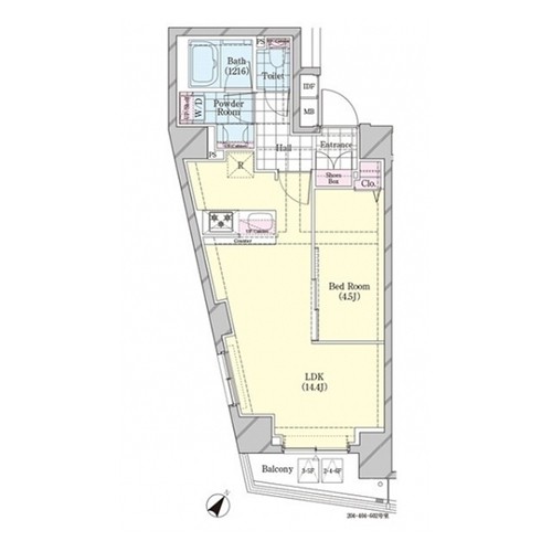 シェル品川戸越(S-Dタイプ：1LDK)の間取り画像