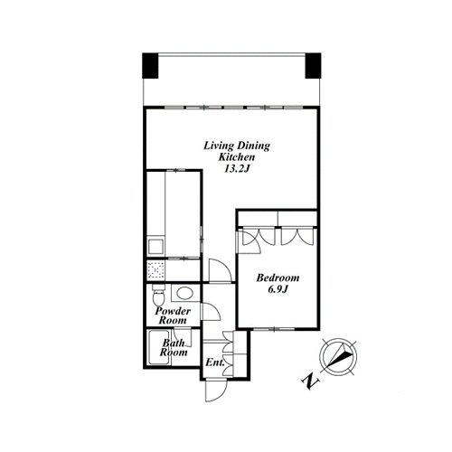 渋谷プロパティータワー(1LDK：59.75㎡)の間取り画像