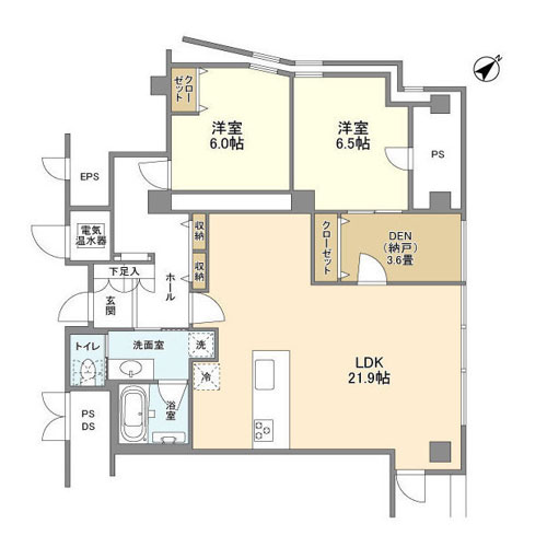 渋谷プロパティータワー(2LDK：94.03㎡)の間取り画像