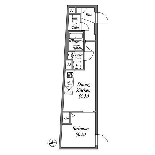 ソラシアレジデンス荻窪Ⅱ(1DK：27.70㎡)の間取り画像