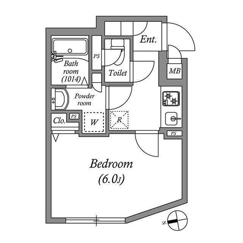ソラシアレジデンス荻窪Ⅱ(1K：21.79㎡)の間取り画像