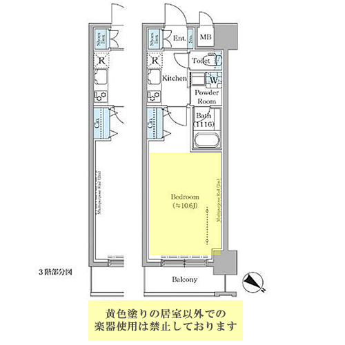 ステラテラス(1K[A1タイプ]：30.93㎡)の間取り画像