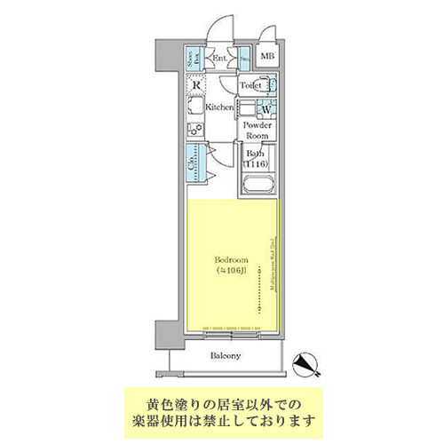 ステラテラス(1K[A2タイプ]：31.20㎡)の間取り画像