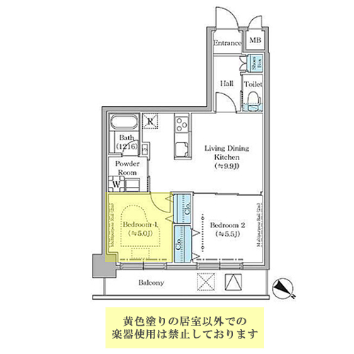 ステラテラス(2LDK[Fタイプ]：49.29㎡)の間取り画像