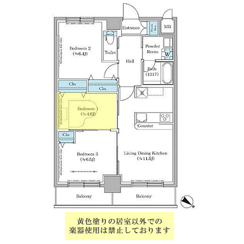 ステラテラス(3LDK[Iタイプ]：66.84㎡)の間取り画像