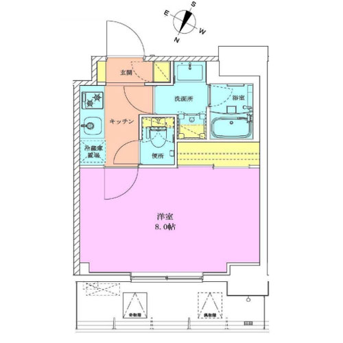 巣鴨レジデンス壱番館(1K：25.24㎡)の間取り画像