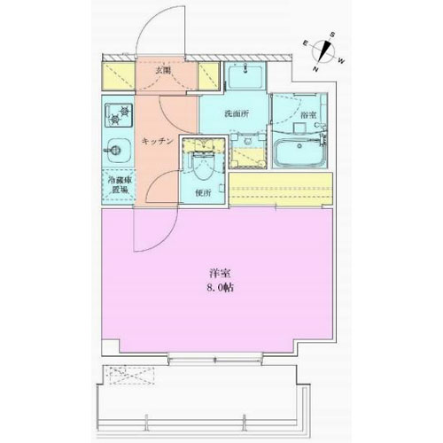 巣鴨レジデンス壱番館(1K：25.51㎡)の間取り画像