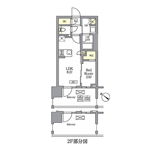テラス神田猿楽町(1LDK[B-type]：30.13㎡)の間取り画像