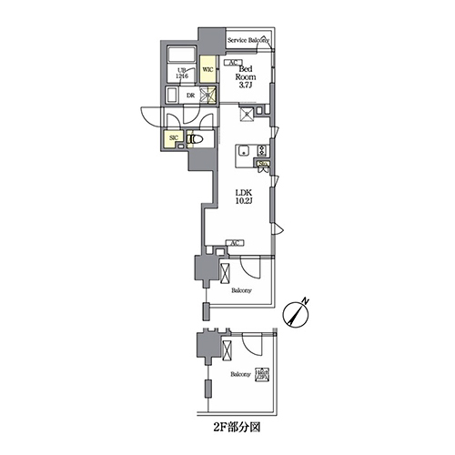 テラス神田猿楽町(1LDK[E-type]：33.24㎡)の間取り画像