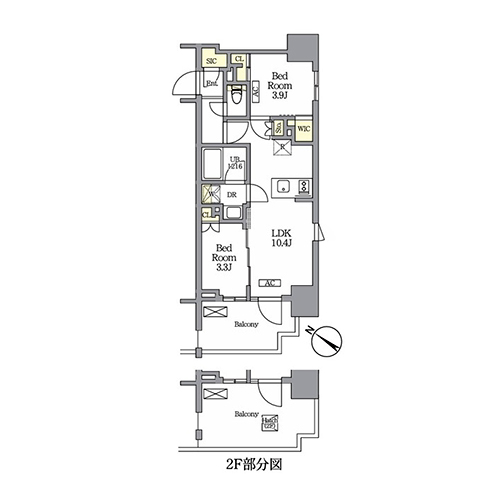 テラス神田猿楽町(2LDK[C-type]：40.86㎡)の間取り画像