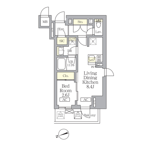 テラス北千住(1LDK[Eタイプ]：30.96㎡)の間取り画像