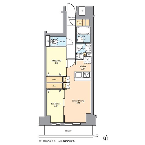 テラス荻窪(2LDK+SIC：50.30㎡)の間取り画像