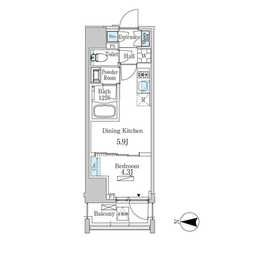 ザ・ライオンズフォーシア蒲田(1DK[Bタイプ]：26.20㎡)の間取り画像