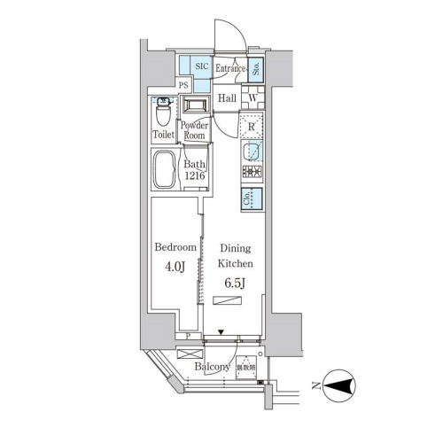 ザ・ライオンズフォーシア蒲田(1DK[Aタイプ]：27.86㎡)の間取り画像