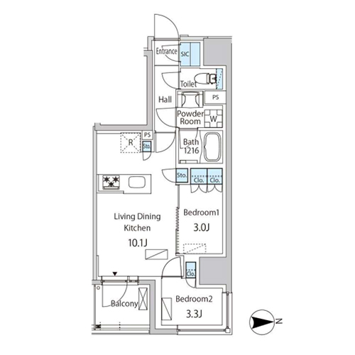 ザ・ライオンズフォーシア蒲田(2LDK[Eタイプ]：41.79㎡)の間取り画像