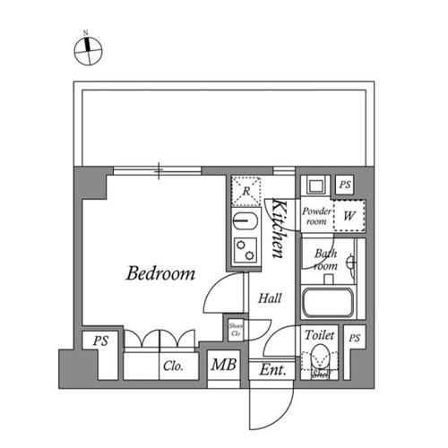 ザ・レジデンス神楽坂 I・II(1K[25.02㎡]：)の間取り画像