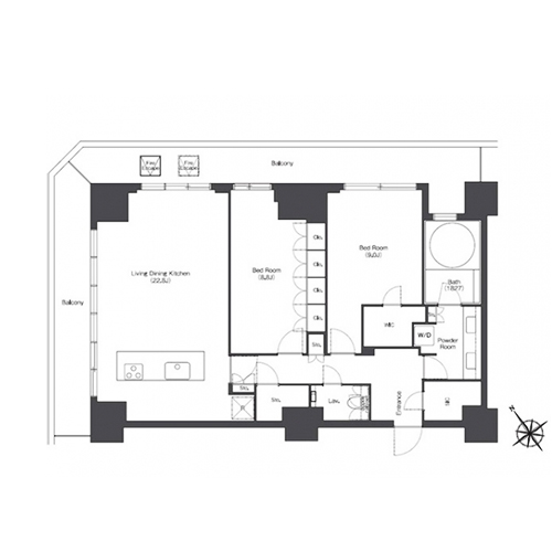 東京ポートシティ竹芝レジデンスタワー(2LDK[NWタイプ]：101.42㎡)の間取り画像