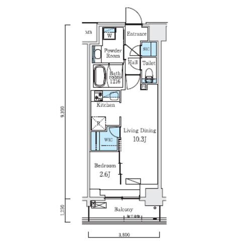 アーバンブリーズ巣鴨(1LDK[Gタイプ]：34.86㎡)の間取り画像