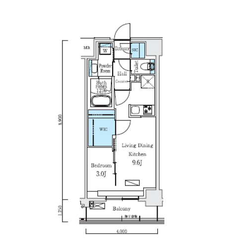 アーバンブリーズ巣鴨(1LDK[Cタイプ]：35.12㎡)の間取り画像