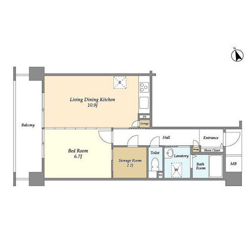 アーバンライフ目白駅前(1LDK：48.50㎡)の間取り画像