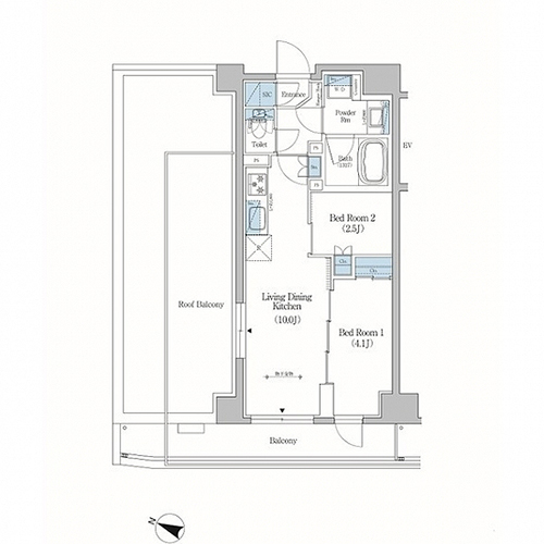 アーバネックス住吉(2LDK[Dタイプ]：40.26㎡)の間取り画像