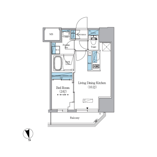 アーバネックス上野(1LDK[Bタイプ]：31.11㎡)の間取り画像