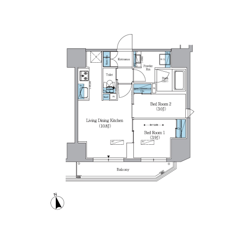 アーバネックス上野(2LDK[C2タイプ]：43.50㎡)の間取り画像
