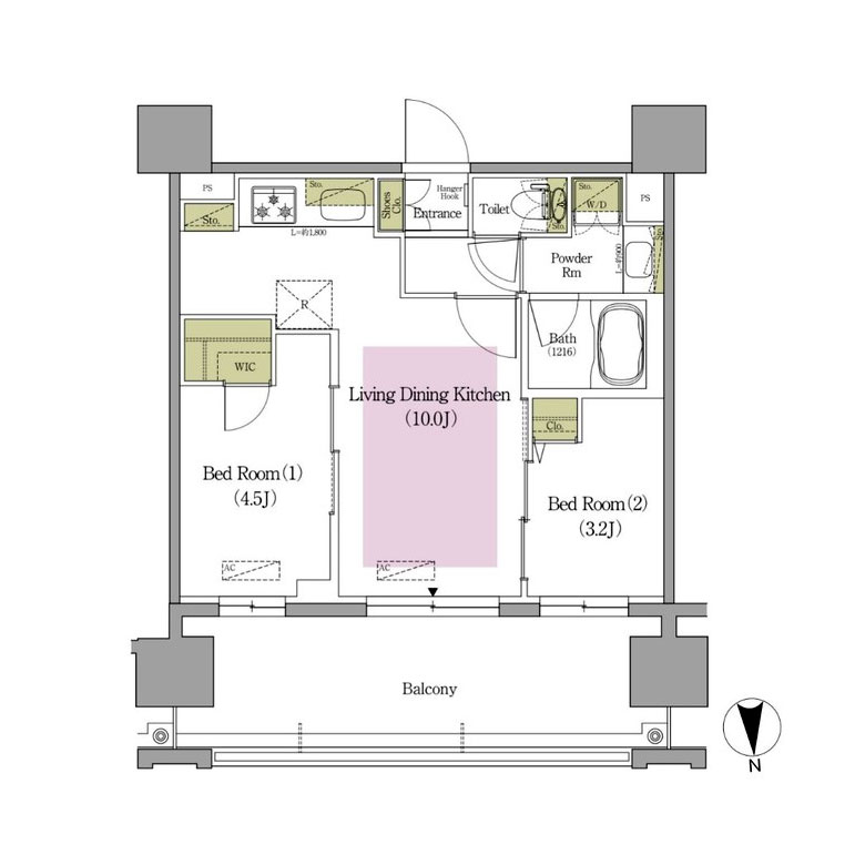 アーバネックス早稲田テラス(2LDK：40.06㎡)の間取り画像