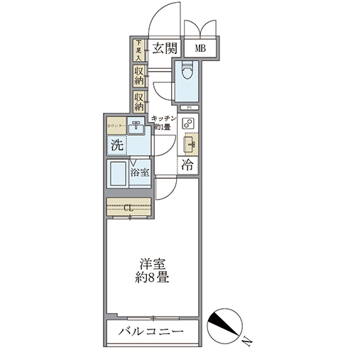 ビューテラス茗荷谷(1K[Cタイプ]：27.48㎡)の間取り画像