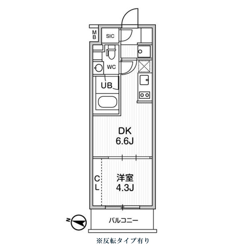 ウィーヴプレイス東高円寺(1DK［26.10㎡］)の間取り画像