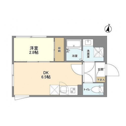 ウェルスクエア方南町Ⅱ(1DK[Hタイプ]：24.80㎡)の間取り画像